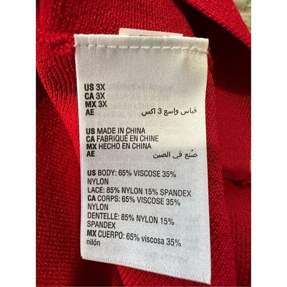 inc international concepts red blouse 3x with lace sleeves A736 - Picture 5 of 8